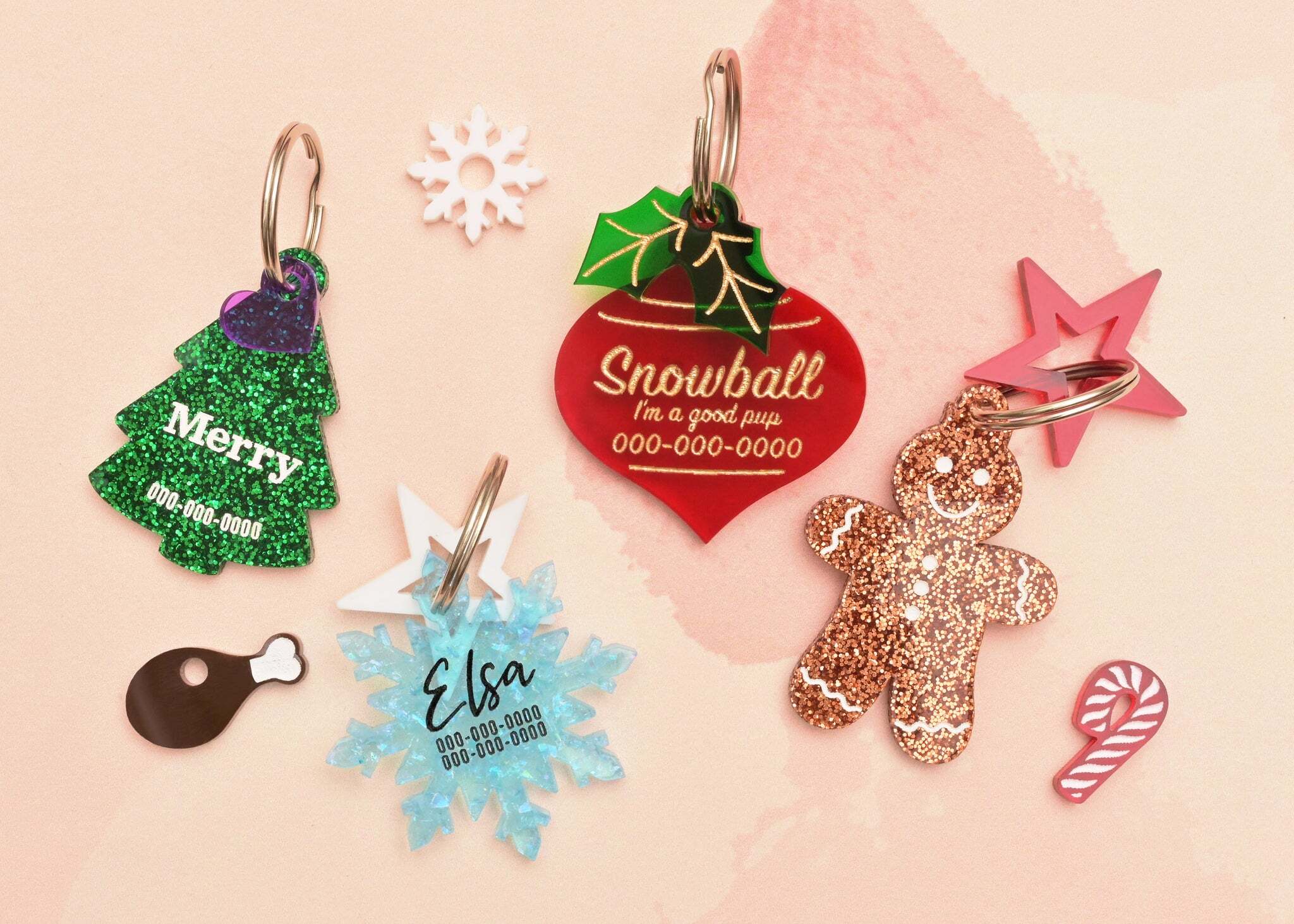 Holiday Pet tags, winter pet accessories, Christmas tree pet tag, Link to holiday pet tags